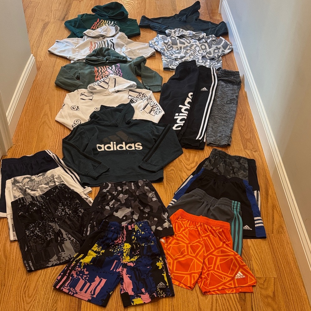 BOYS size 8 & 7/8 Adidas Hoodies, Joggers & Shorts Bundle